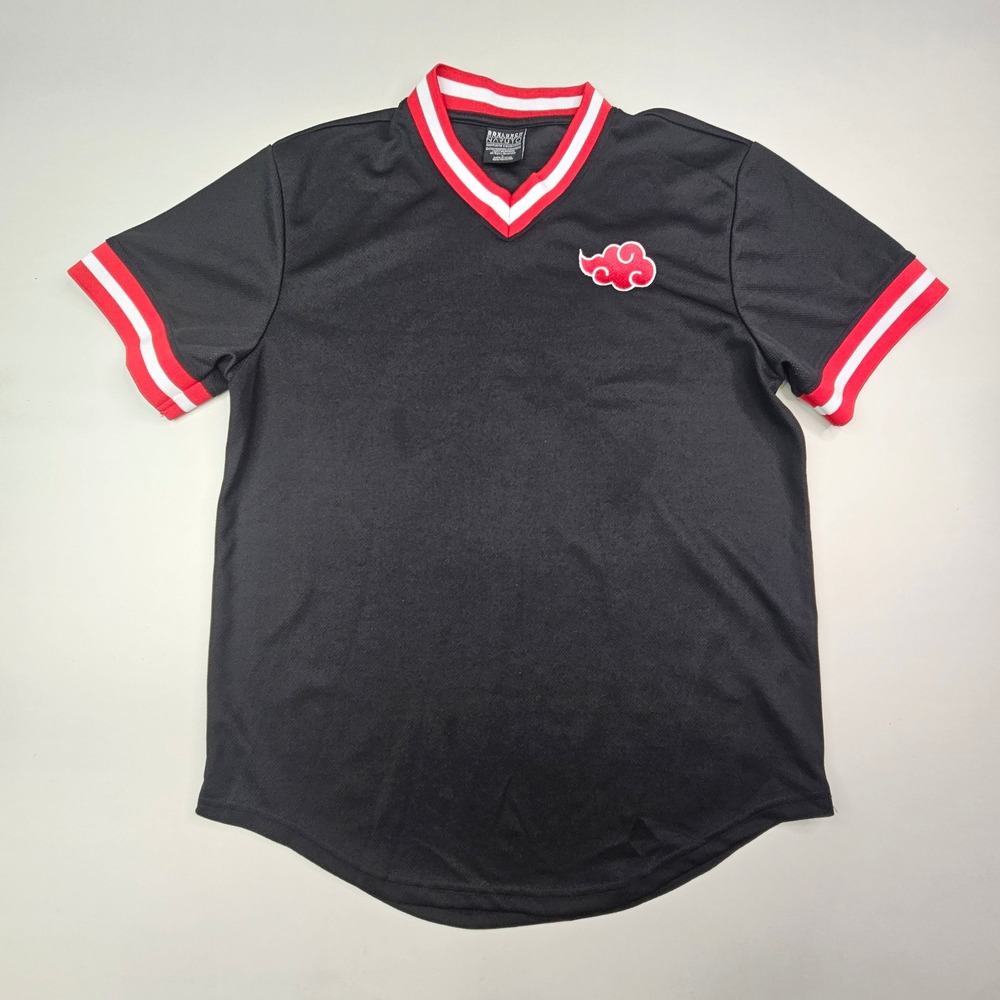 BoxLunch Naruto Akatsuki Jersey Mens Medium Black Good Embroidered Cloud Patch